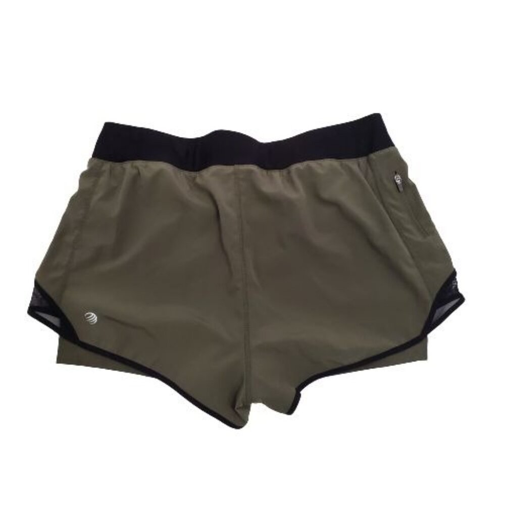 MPG Women's Olive Combo Athletic Training Running Retro Run Shorts Size Large - Picture 3 of 11
